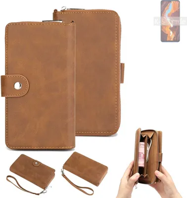 Produktbild von K-S-Trade Handyhülle Schutzhülle kompatibel mit Wiko 10 & Portemonnee Tasche Handytasche Case Etui Geldbörse Wallet braun (1x)