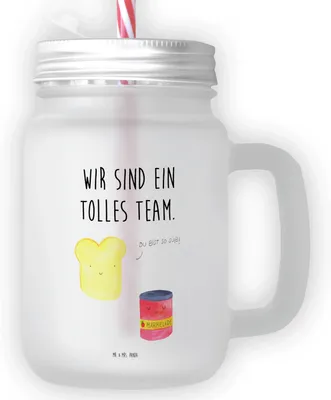Produktbild von Mr. & Mrs. Panda Glas Toast Marmelade - Transparent - Geschenk, Mit Strohhalm, Toastbrot, Küche Deko, Cocktailglas, Eiskaffee, Süß, Lustige Sprüche, Brot, Trinkglas