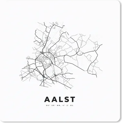 Produktbild von MuchoWow® Mauspad Mousepad Stadtplan - Schwarz und weiß - Karte - Aalst - Belgien - Karte 20x20 cm - Mousepads - Maus Mat - Pad - Mausunterlage - Desk Mat - Bureauartikeln