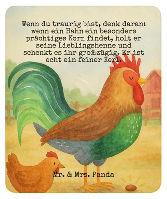 Produktbild von Mr. & Mrs. Panda Heimdecke Hahn Korn Design 130 x 155 cm - Weiß - Geschenk, Eier, Henne, Bauernhof, Kuscheldecke, Decke, Tagesdecke, Plaid, Sofadecke, Natur