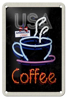 Produktbild von Blechschild Reise 12x18cm USA Amerika Kaffee Tee Kuchen Urlaub Schild