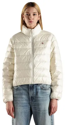 Productafbeelding van Calvin Klein dames donsjas, model Down Shine, glanzend, kleur ivoor, maat L