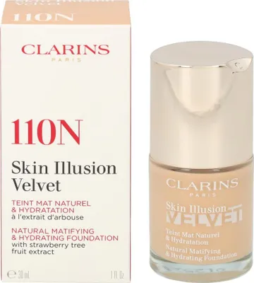 Image de Clarins Skin Illusion Velvet Natural Fond de Teint Matifiant et Hydratant Fond de teint liquide à effet matifiant 110N Miel 30 ml