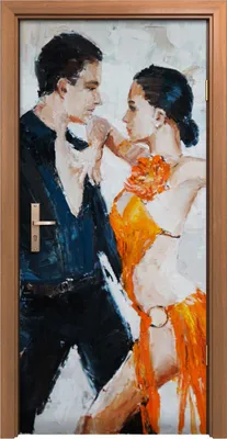 Produktbild von Türposter 90x200 cm Türaufkleber Türtapete Türfolie Klebefolie Digitale Malerei der Tangotänzer