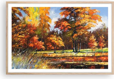 Produktbild von Gerahmtes Poster - Rahmen in heller Eiche - Park Herbst Wasser - 91,5x61 cm - Wand Bild - Wanddeko - Wandbilder - Wandposter - Bilderrahmen - Bilder - Kunstdruck - Wandbild - P2NAA91x61-3536
