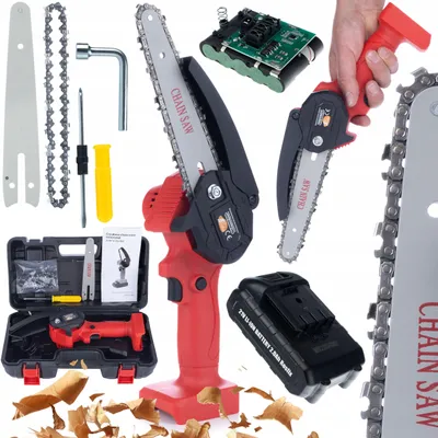 Obrázok produktu pre Rosfix Sada Red Piranha RP21V – Akumulátorová Reťazová Píla 21V 1200W s Mečom 4”/6” a Reťazami, 2Ah Batéria | Drevo, Záhrada, Stavebníctvo