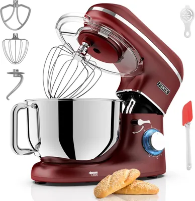 Obrázek produktu pro Kuchyňský robot - 2000 W - Nerezová mísa (6,2 l) - Kuchyňský robot - Mixér s metlami, hnětacím hákem a šlehacím hákem
