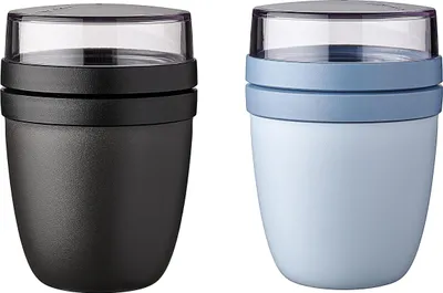 Produktbild von Mepal | Lunchpot Ellipse | Nordic Black & Blue | 500 ml kompakter Reisebegleiter | ideal für Joghurt oder Snacks | Tiefkühler, Mikrowelle & Spülmaschine geeignet | 700 ml Gesamtkapazität