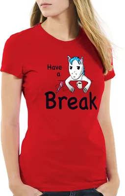 Produktbild von style3 Have a Break Einhorn Damen T-Shirt Unicorn, Farbe:Rot, Größe:L