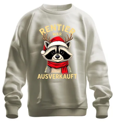 Produktbild von Rentier war t Waschbär Weihnachten lustig Geschenk Sweatshirt Pullover, Natur, M