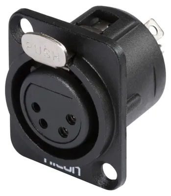 Produktbild von HICON XLR, 4-pol , Metall-, Löttechnik-Einbaubuchse, vergoldete(r) Kontakt(e), Type D, schwarz