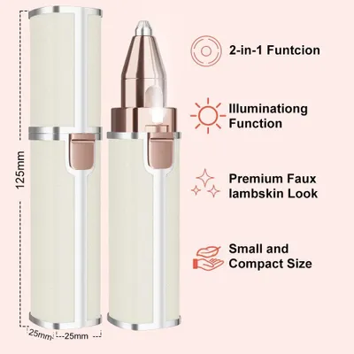 Produktbild von Elektrischer Augenbrauen- & Gesichtshaartrimmer, USB-C, Edelstahlklinge, 4 Aufsätze, Nass- & Trockenrasur