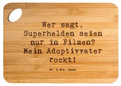 Produktbild von Mr. & Mrs. Panda Frühstücksbrettchen Spruch Adoptivvater Superheld - Transparent - Geschenk, Holzbrett, Familienstruktur, Familie, Familienliebe, Hackbrett, Brett