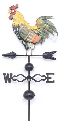 Hahn-Windrichtungsanzeiger, bunt, Eisen, 120 cm, für Garten
