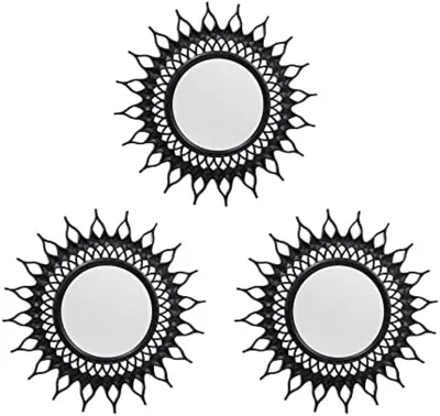 Produktbild von PromoHome® 3er-Set dekorative Wandspiegel - quadratische Vintage-Spiegel mit schwarzem Kunststoffrahmen - Wanddekoration für Wohnzimmer