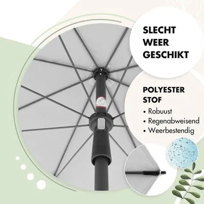 Image de Parasol rond de 200 cm, couleur naturelle, en matériau robuste