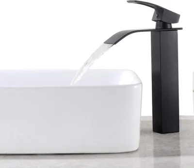 Produktbild von Auralum Wasserhahn Bad Wasserfall Schwarz 204mm Hoch Auslauf Einhebelmischer Badezimmer