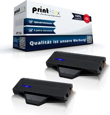 A product shot of two toner cartridges with a box in the background.