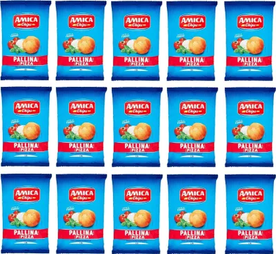 Produktbild von 15x Amica Chips Pallina Pizza Mais-Snacks mit Pizzageschmack Salziger Snack 125g Beutel