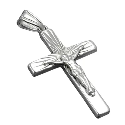 Produktbild von Anhänger 28x19mm Kreuz mit Jesus glänzend rhodiniert Silber 925 silber 28x19mm