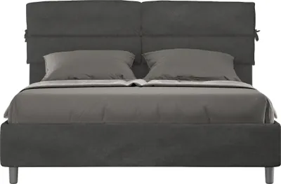 Produktbild von ITYHOME - Gepolstertes Bett mit Lattenrost 160x190 mit Mikrofaserbezug Grau Nandy