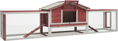 Image de vidaXL Clapier à lapins rouge 310x70x87 cm Pin & sapin massif