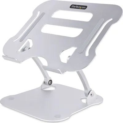 Image de StarTech.com Support de bureau pour ordinateur portable, support ergonomique pour ordinateur portable, hauteur réglable, aluminium, portable, supporte jusqu'à 10 kg (22 lb)