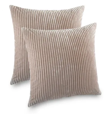 Produktbild von Kuscheli® 2er Set Kissenbezug im Doppelpack Cashmer Touch Fleece Kissenhülle, Sofakissen Kopfkissenbezug Kissenbezüge Couchkissen, Farbe:Taupe, Größe:2x 80x80 cm