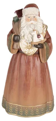 Imagen del producto de Figura decorativa navideña de Clayre & Eef, Papá Noel, 20x18x39 cm, color rojo, de plástico