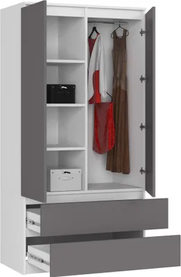 Produktbild von AKORD Furniture Factory SP0PSYSBIASZA010, Weiß, Garderobe, 4 Regale, 2 Tür(en), Matt, Drehtür