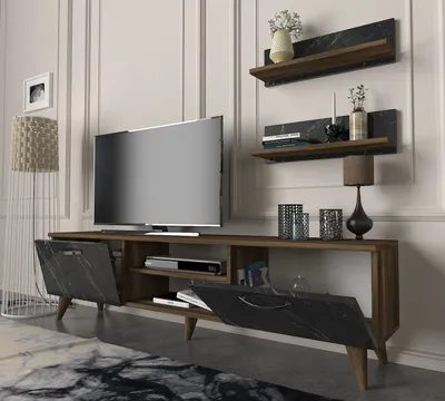 Obrázok produktu pre Skye Decor, Ayden - Marble, TV stolík, orech, 100 % MELAMÍNOVÁ DOSKA, 150 x 29,5 x 40,6 cm