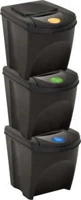 Image de Poubelles empilables 3 pcs Anthracite 75 L