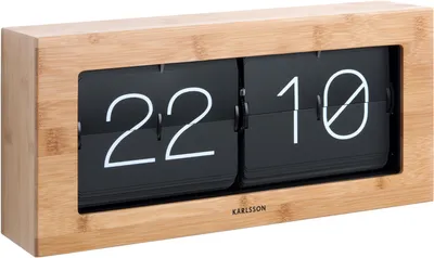 Produktbild von Karlsson XL Flip Clock Wanduhr Bambus Design Holz 17,5 x 37 x 9 cm Zeitmesser