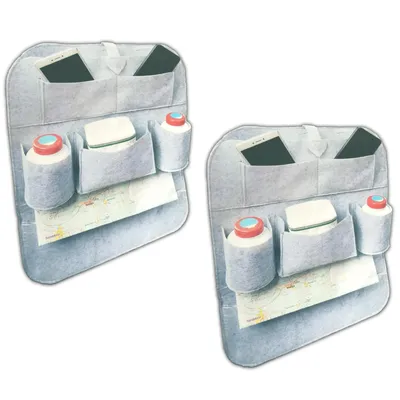 Produktbild von 2er Set Auto Rücksitz Organizer Tasche mit Trittschutz Autositz Rücksitztasche Rücksitzschoner KFZ Autositztasche Aufbewahrungstasche Kinder Spielzeugtasche