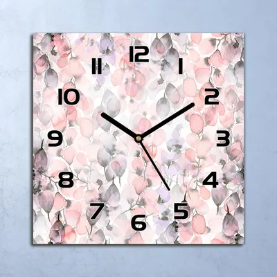 Produktbild von Wanduhr Echt-Glas-Küchenuhr Aquarell Blumen Quarz Lautlos 30x30 Deko Bilder