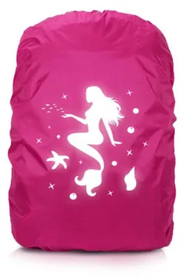 Produktbild von Regenschutz Rucksack Kinder 30-40L Wasserdicht Reflektierend Rosa Meerjungfrau