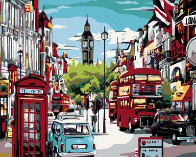 Produktbild von Diamondi - Diamond painting - MITTAG IN LONDON, 40X50 cm, mit Keilrahmen (bereits gespannt)
