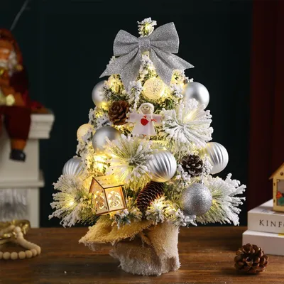 Produktbild von Künstlicher Tisch-Weihnachtsbaum mit LED Dekoration Weihnachten Silber 45 cm