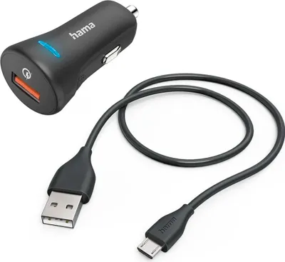 Immagine prodotto di Caricatore rapido per auto con cavo di ricarica micro USB, 19,5 W, 1,5 m, nero (00201612)