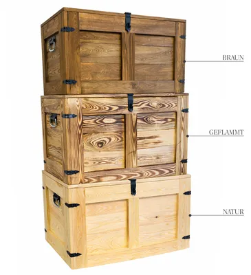 Produktbild von grosse geflammte Holztruhe Oskar 80x45x47cm