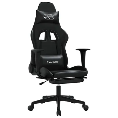 Produktbild von Gaming-Stuhl mit Fußstütze Schwarz Kunstleder