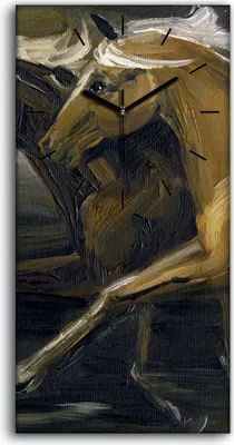 Produktbild von Wohnzimmer-Bild Leinwand Uhr 30x60 Malerei Abstrakte Tiere Pferde Kunst - schwarze Hände