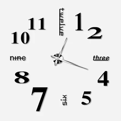 DIY Wanduhr 3D selbstklebend, schwarz, für Wohnzimmer & Büro