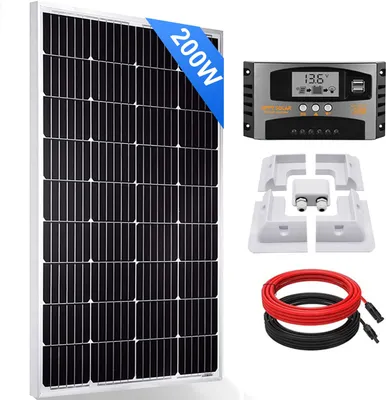 Produktbild von 200W Wohnmobil Set Solarpanel Solarmodul 12V Monokristallin Mit Montage PV Halterung für RV Camping Haus