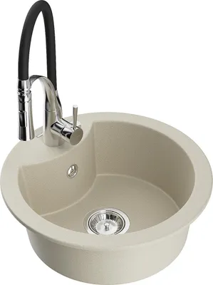 Image de Mexen Diego évier 1 bac en granit avec mitigeur Aster, Beige - 6512-69-73450-07