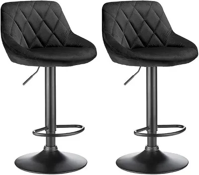 Produktbild von Barhocker 2er Set, Barstühle höhenverstellbar Barhocker mit lehne, Tresenhocker mit Fußstütze Bistrohocker Drehstuhl für Esszimmer, Küche, Theke, Bar, belastbar bis 120 kg