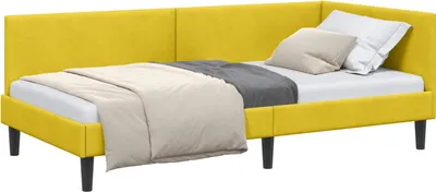 Zdjęcie produktu dla vidaXL Narożna rama łóżka z zagłówkiem żółta 90 cm x 190 cm aksamitna