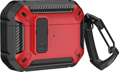 Obrázok produktu pre Obrnené puzdro pre Airpods 4 s karabínou - červené