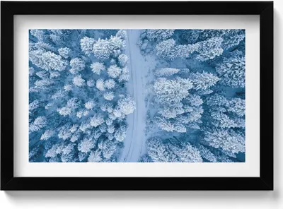 Produktbild von Wald aus der Vogelperspektive Drohne– Wandbild mit Rahmen – Gerahmtes Bild  – Wanddekoration – 30x20 cm –  Schwarz Rahmen