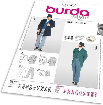 Zdjęcie produktu dla Wzór Burda 2767 – męski frak / garnitur z 1848 roku